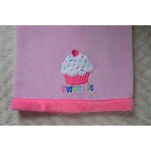 Baby Kiss Cupcake Sweetie Baby Blanket Pink White Heart Security Lovey Sprinkles